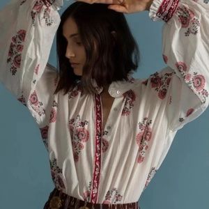 Alix Of Bohemia Poet White and Red Floral Blouse